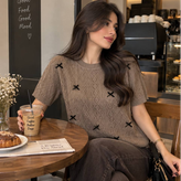 تیشرت توری مجلسی مدل پاپیون بافت وارداتی